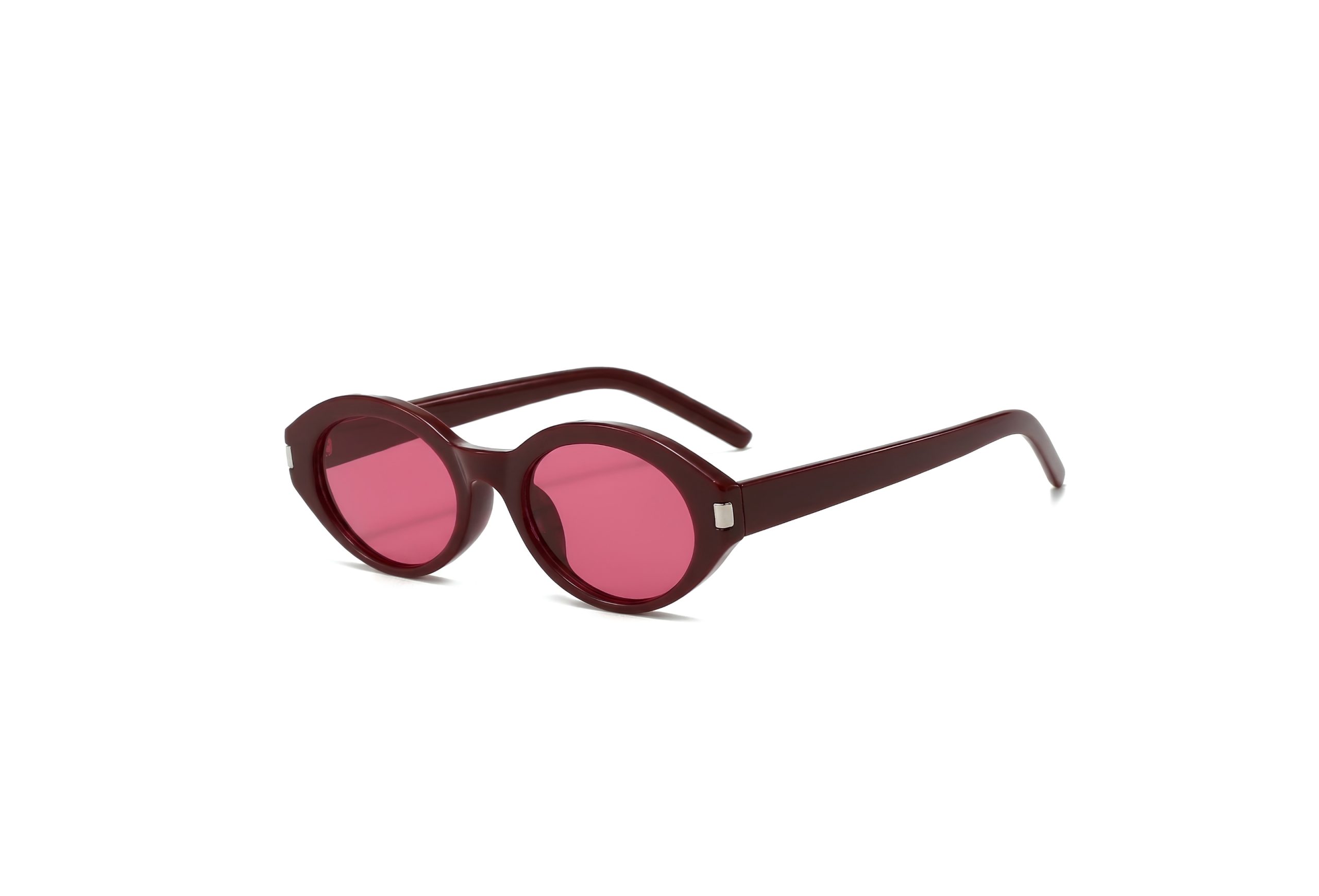 Obsidian Oval Silhouette Dark Wine Red Unisex Sunglasses