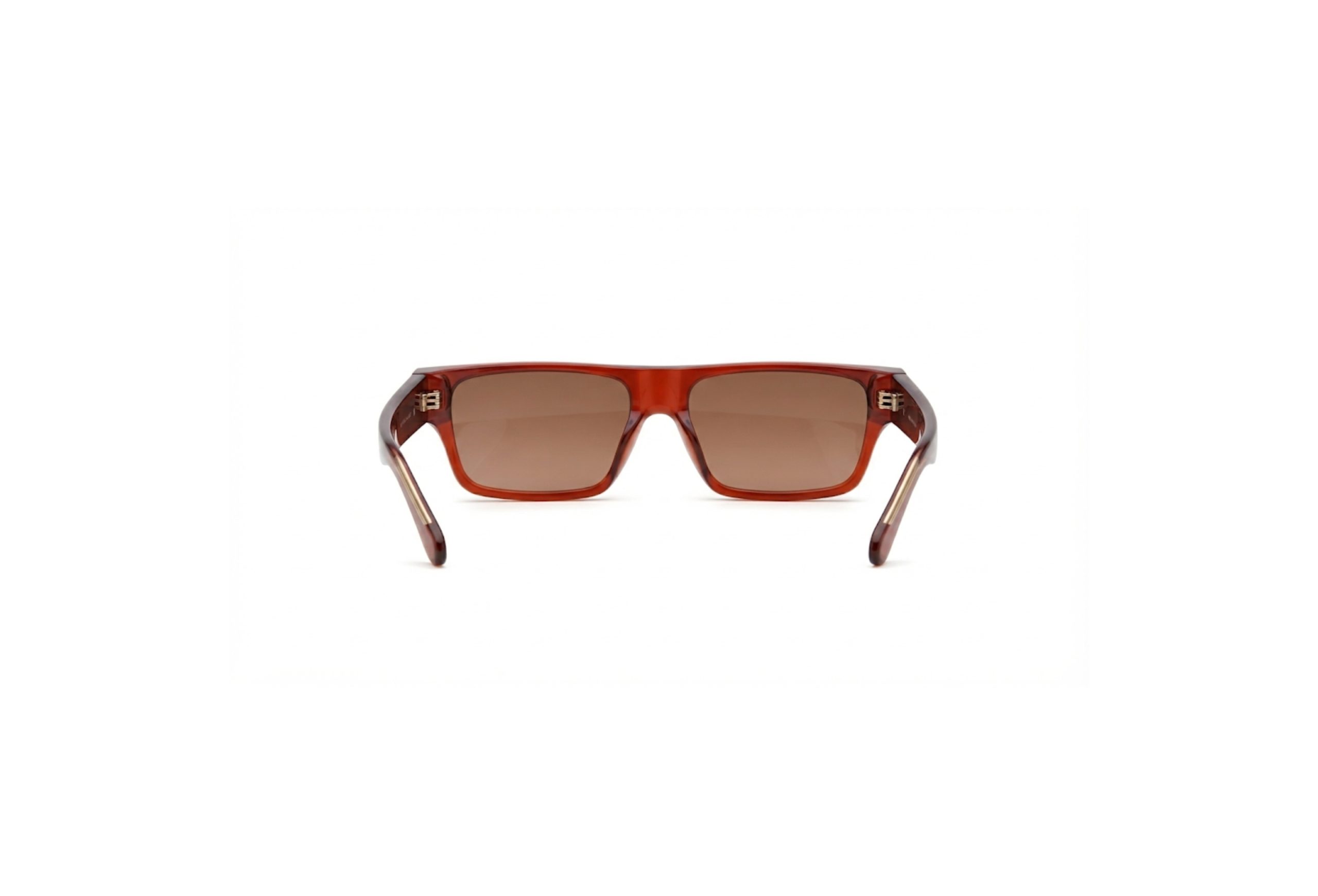 Eclipse Flat-Top Shield Geometric Translucent Red / Brown Square Sunglasses - Image 3