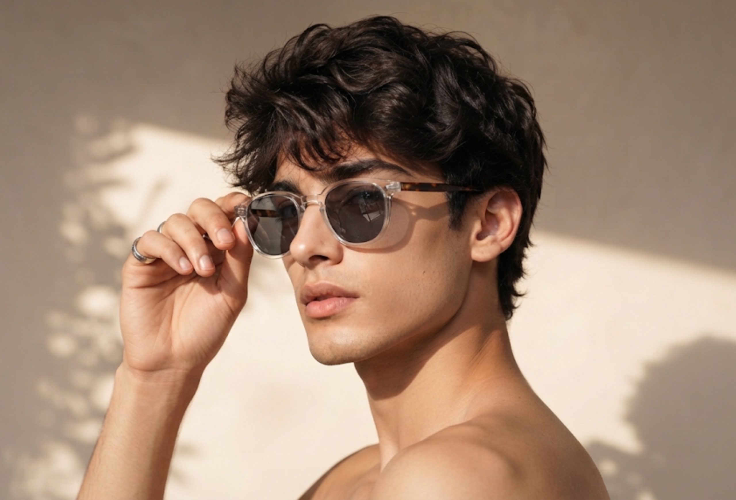 Vanguard Dual-Dot Square Crystal Clear Dark Grey Unisex Sunglasses - Image 5