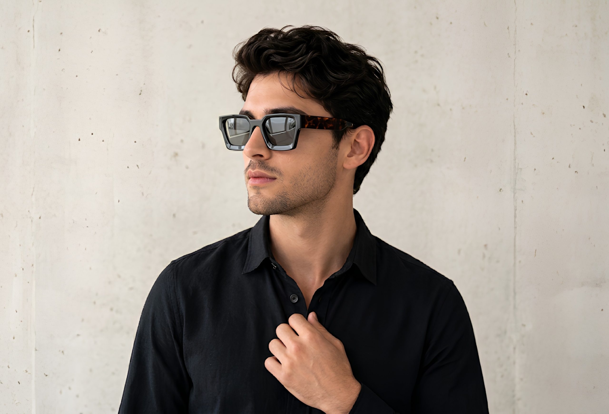 Shadow Ridge Square Acetate brown tortoiseshell Dark grey Unisex Sunglasses - Image 5