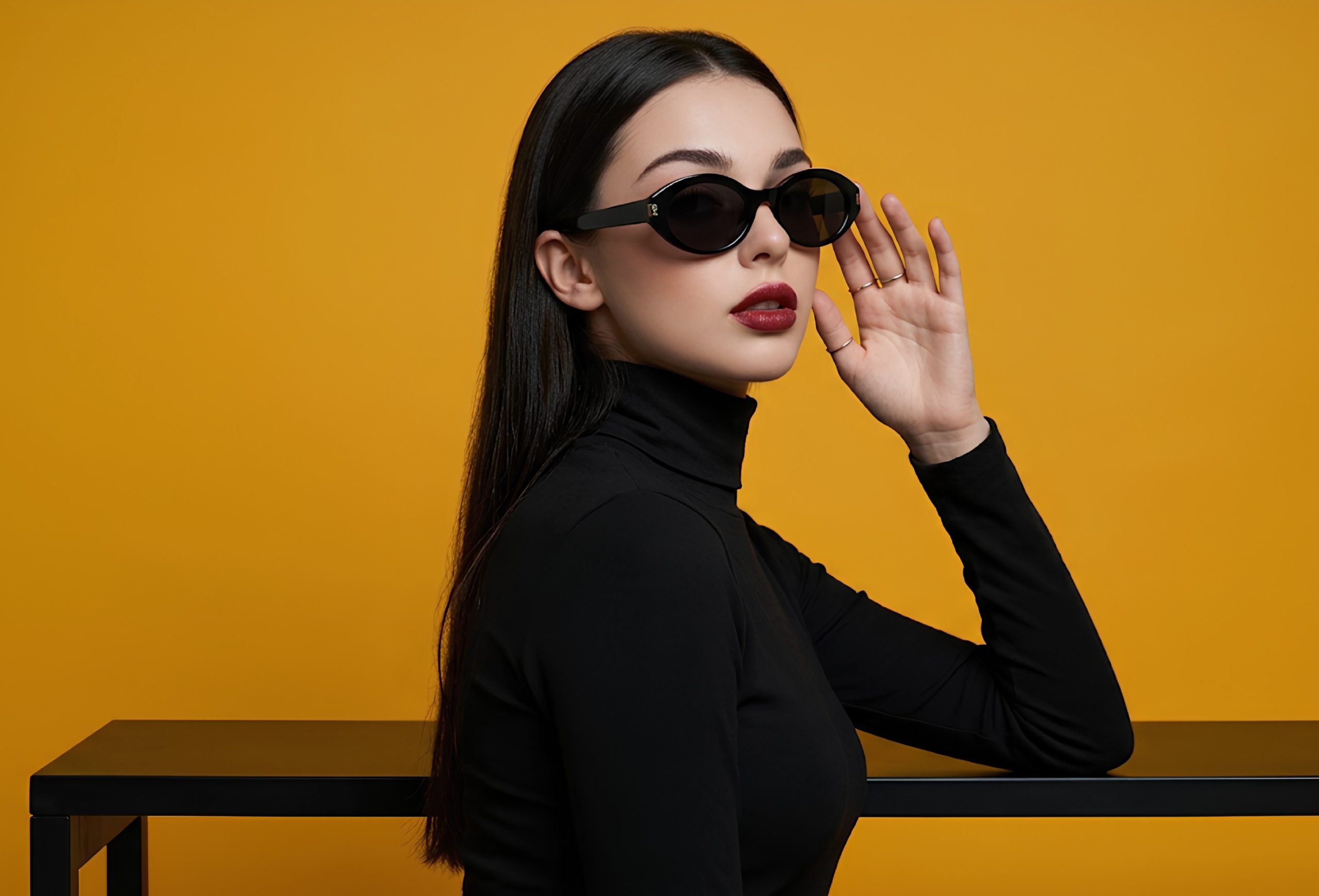 Obsidian Oval Silhouette Sunglasses Glossy Black - Image 2